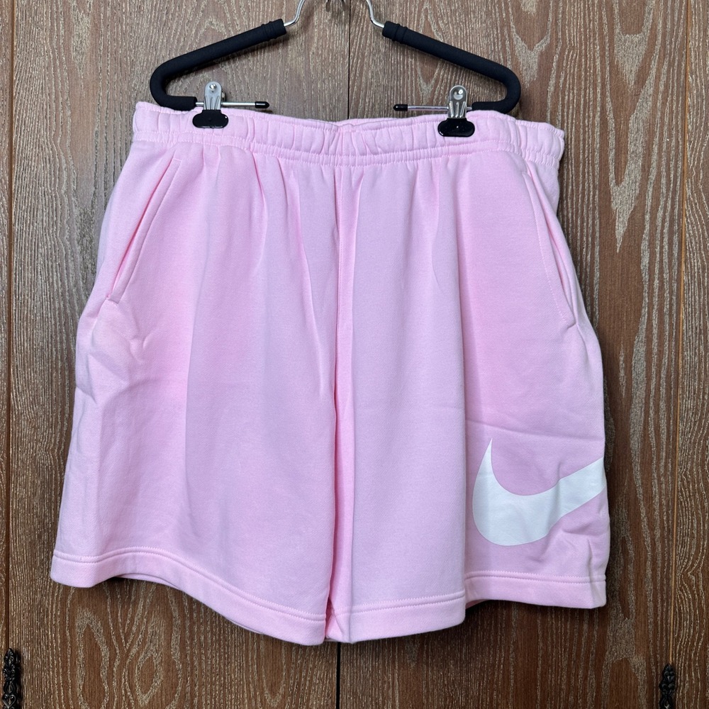 NWT Nike Mens XXL Pink Fleece Sweat Shorts Standard Fit Knee Length Big Swoosh